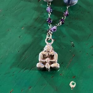 Buddha Beaded Necklace Amethyst Sterling